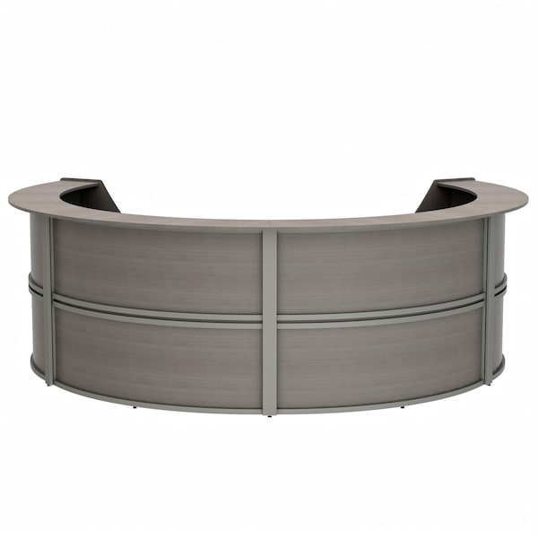 Reception Desk 107 in D X 46 in H, 11.8 ft W X Thermofused Laminate, Ash